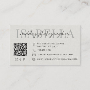 Modern Wedding Photographer QR Code Business Card