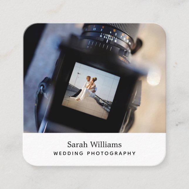 Modern Wedding Photographer Square Business Card (Front)