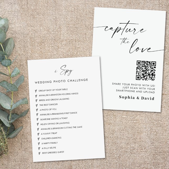 Modern Wedding Photos Capture The Love QR Code En Enclosure Card (Creator Uploaded)