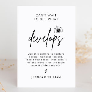 Modern Wedding Photos Disposable Camera Sign