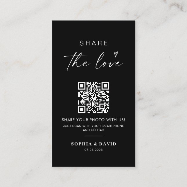 Modern Wedding Photos Share the love QR Code Enclosure Card (Front)