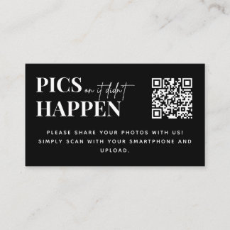 Modern Wedding Pics or it Didn't Happen QR Code Enclosure Card