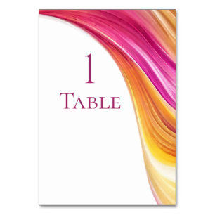 Modern Wedding-Pink Orange Yellow- Table Number