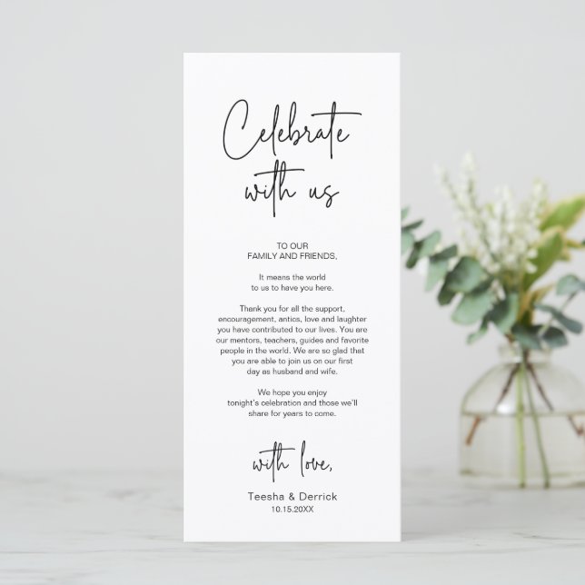 Modern Wedding Place Setting Dinner Thank You Card (Standing Front)