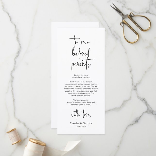 Modern Wedding Place Setting Dinner Thank You Card (Front/Back In Situ)