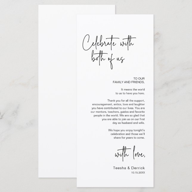 Modern Wedding Place Setting Dinner Thank You Card (Front/Back)