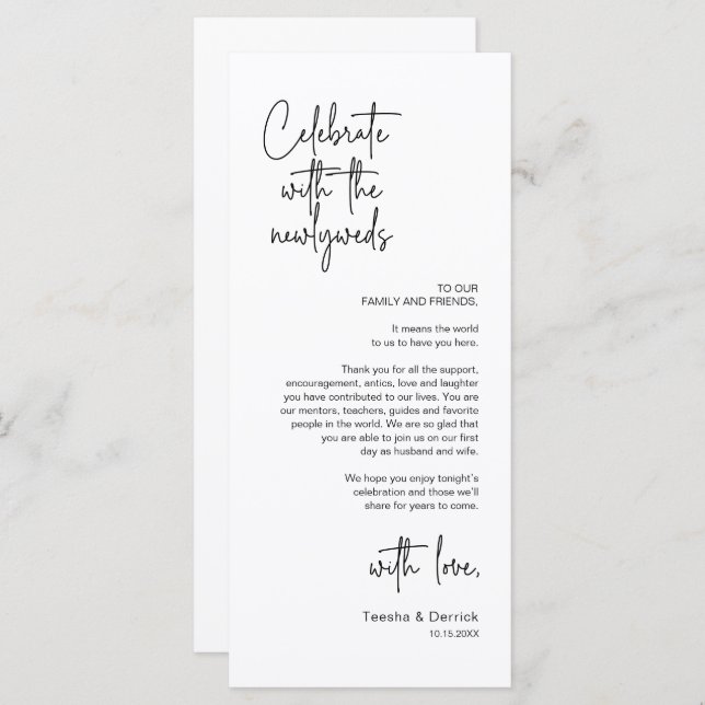 Modern Wedding Place Setting Dinner Thank You Card (Front/Back)