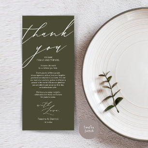 Modern Wedding Place Setting Thank You Dinner Card
