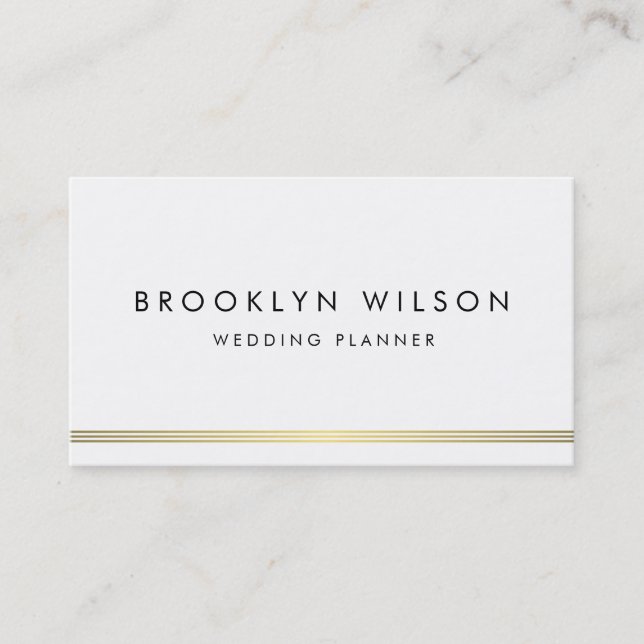 Modern Wedding Planner With Gold Lines Business Card (Front)