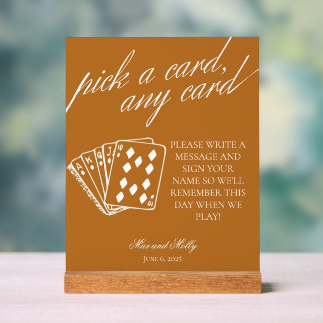Modern Wedding Playing Cards Pedestal Sign (Neutral)
