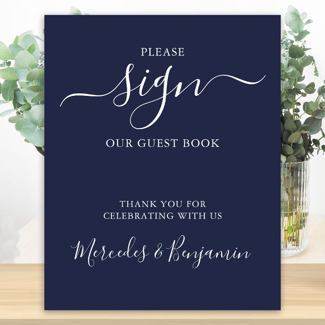 Modern Wedding Please Sign Guest Book Navy Blue (Creator Uploaded)