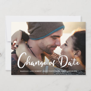 Modern Wedding Postponement Change of Date Photo Announcement