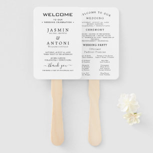 Modern Wedding Program Fans with Photo