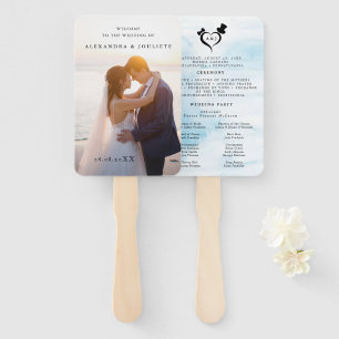 Modern Wedding Program Fans with Photo