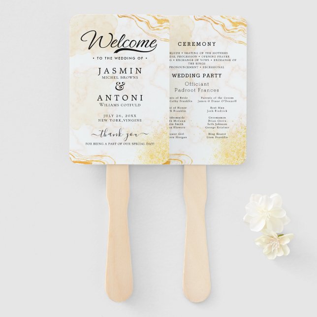 Modern Wedding Program  Hand Fan (Front and Back)