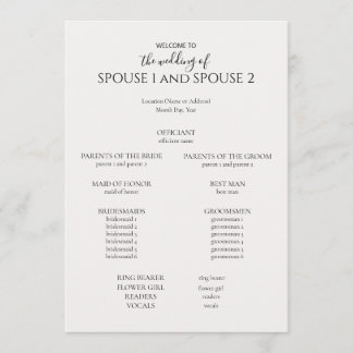 Modern Wedding Program Programme