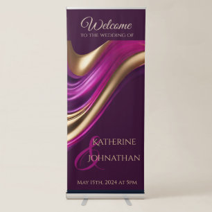Modern Wedding-Purple Fuchsia and Gold- Retractable Banner