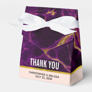 Modern Wedding Purple & Gold Abstract Marble Favour Box