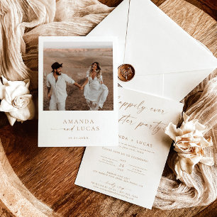Modern Wedding Reception, Boho Minimalist Neutral  Invitation