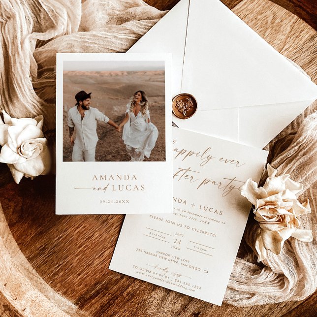 Modern Wedding Reception, Boho Minimalist Neutral  Invitation (Creator Uploaded)