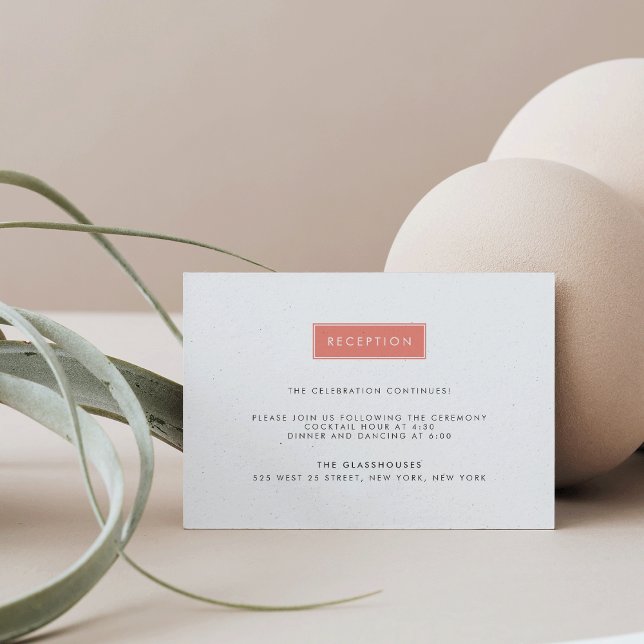 Modern Wedding Reception Card | Coral (Creator Uploaded)