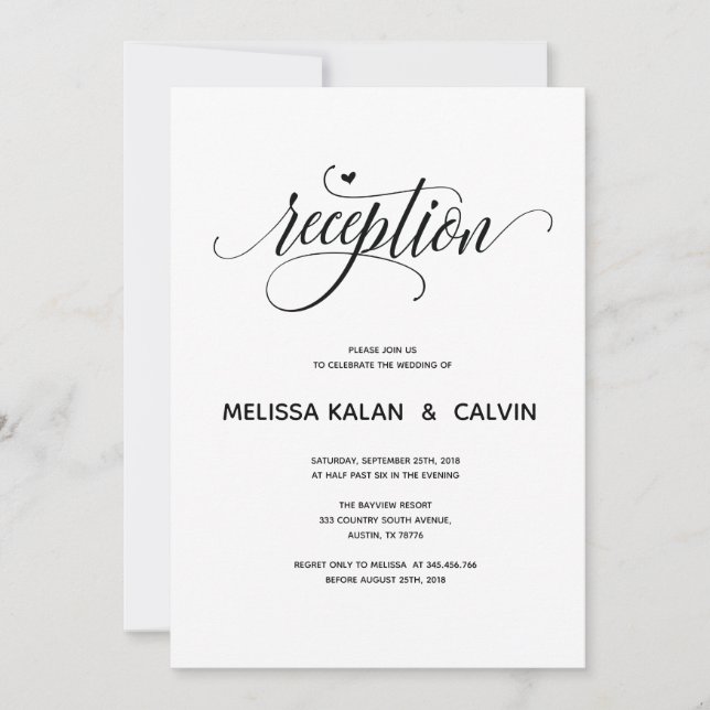 Modern Wedding reception card v1 (Front)