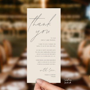 Modern Wedding Reception Dinner Thank You Card