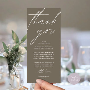 Modern Wedding Reception Dinner Thank You Card