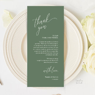 Modern Wedding Reception Dinner Thank You Card