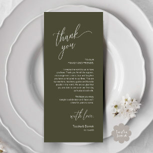 Modern Wedding Reception Dinner Thank You Card