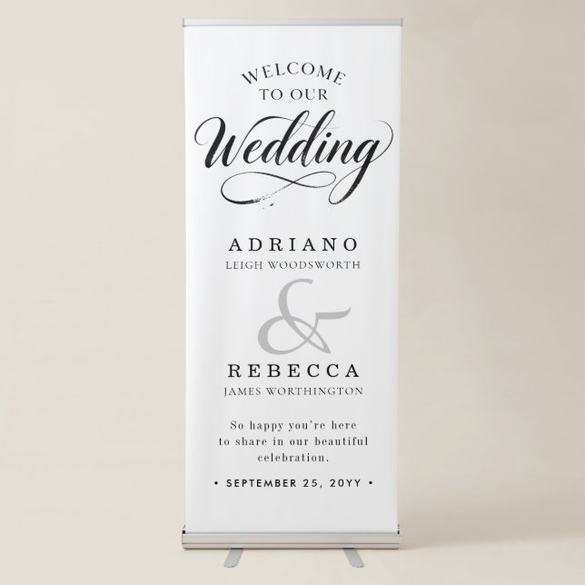 Modern Wedding Reception Retractable Banner (Front)
