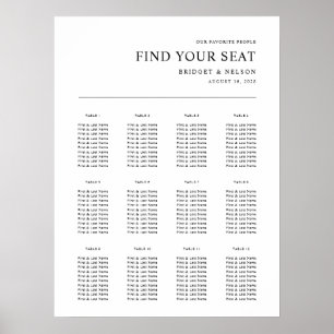 Modern Wedding Reception Seating Chart