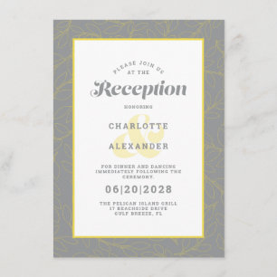 Modern Wedding Reception Yellow & Grey Pattern Enclosure Card