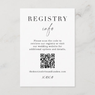 Modern Wedding Registry Info Enclosure Scan QR