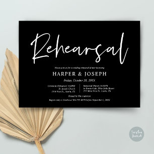Modern Wedding Rehearsal and Dinner, Classy Black Invitation
