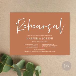 Modern Wedding Rehearsal and Dinner, Copper Rust Invitation