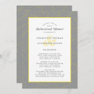 Modern Wedding Rehearsal Dinner Abstract Grey  Invitation
