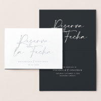 Modern wedding Reserva la Fecha black silver