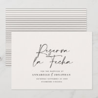 Modern wedding Reserva la Fecha cream black Save T