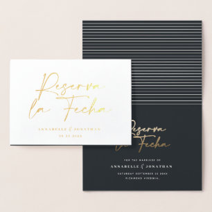 Modern wedding Reserva la Fecha cream gold Save Th Foil Card