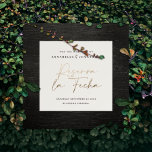 Modern wedding Reserva la Fecha cream gold Save The Date<br><div class="desc">Modern classy typography bold wedding Reserva la Fecha card. With modern,  elegant typography and striped backer design. Colours can be customised. Modern elegant gold effect script text.</div>