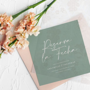 Modern wedding Reserva la Fecha sage green Save The Date
