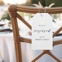 Modern Wedding Reserved Seating Chair Tags