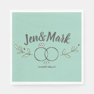Modern Wedding Ring Doodle Napkin