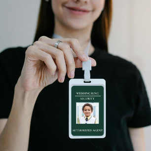 Modern Wedding Ring Security - ring bearer badge ID Badge