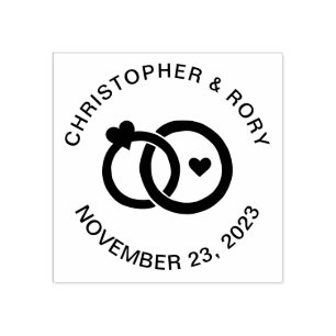 Modern Wedding Rings Simple Custom Couple's Rubber Stamp