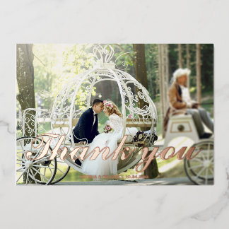 Modern wedding rose foil wedding thank you card