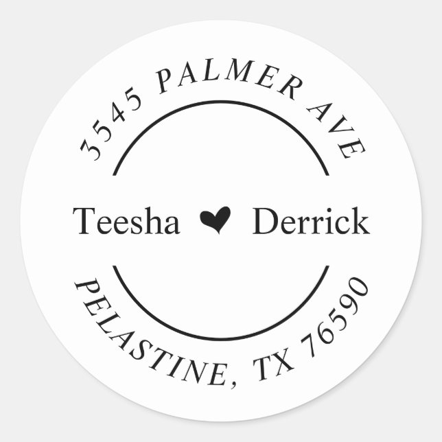 Modern Wedding Round Return Address Labels  (Front)