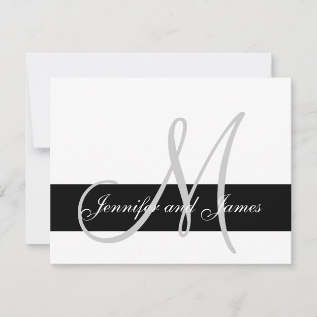 Modern Wedding RSVP Card Monogram Names (Front)