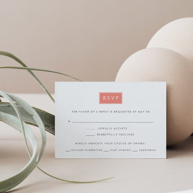 Modern Wedding RSVP Card w/ Meal Choice | Coral (Creator Uploaded)